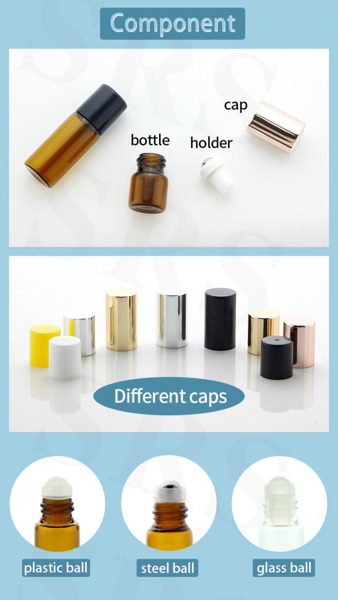 BLP-1ML Portable Mini Sample Size Empty Transparent Glass Bottle Roller Packaging 2